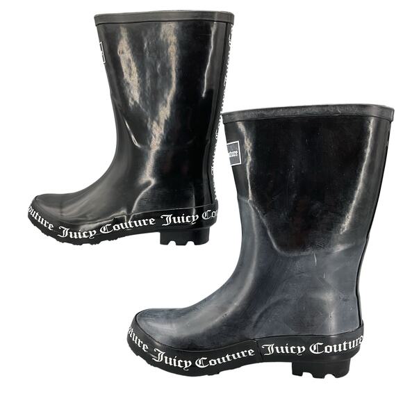 NEW Juicy Couture Women’s Totally Logo Rainboots Black Size 6 - Picture 2 of 10